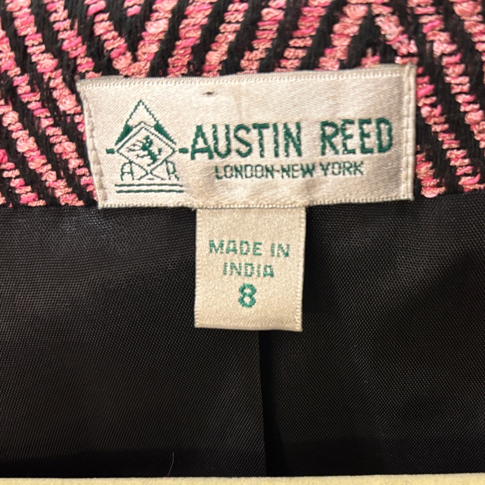 Vintage Austin Reed London New York Pink & Black Chevron Blazer Women’s Size 8 - Picture 6 of 6